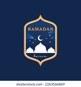 Flat ramadan label  logo design template