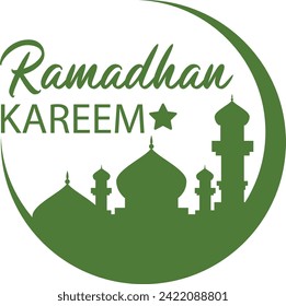 Flat Ramadan Mubarak wishes Ramazan month islamic blessing month. Ramadan Mubarak written in Arabic Beautiful Calligraphy best for using as Greeting Card