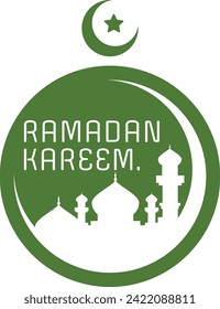 Flat Ramadan Mubarak wishes Ramazan month islamic blessing month. Ramadan Mubarak written in Arabic Beautiful Calligraphy best for using as Greeting Card