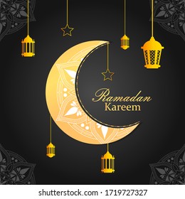 diseño de afiches de ramadan plana con Mandala de lujo