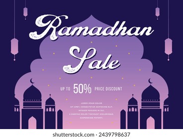 Flat Ramadan or Ramadhan Poster Design Collection  with Islamic Ornaments