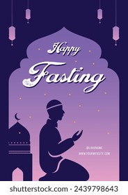 Flache Ramadan oder Ramadhan Poster Design Kollektion mit islamischen Ornamenten