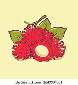 flat rambutan vector design on orange background
