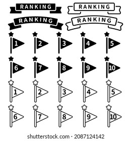 Flat Ranking Icon Set ( flag, black and white)