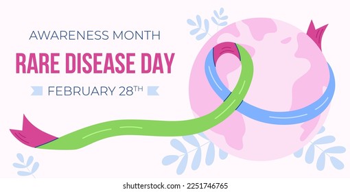 Flat Rare disease day illustration for banner.