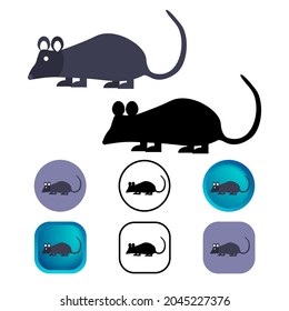 Flat Rat Animal Icon Collection
