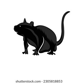 Flat rat silhouette illustration vector