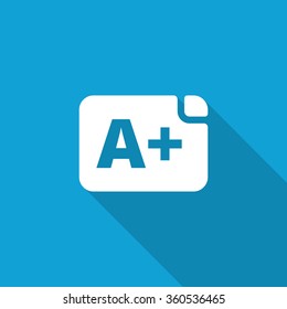 Flat Rating icon with long shadow on blue backround