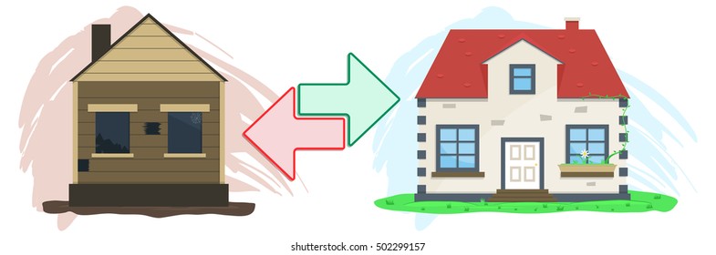 Flat real estate exchange. Vector illustration