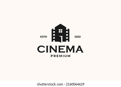 Flat real estate film logo design vector template illustration