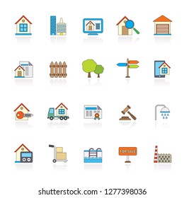 Flat Real Estate icons - vector icon set