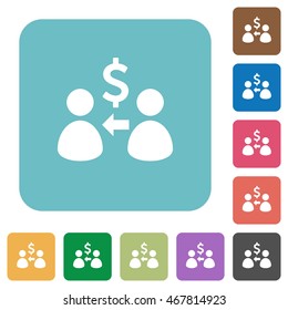 Flat receive Dollar icons on rounded square color backgrounds.