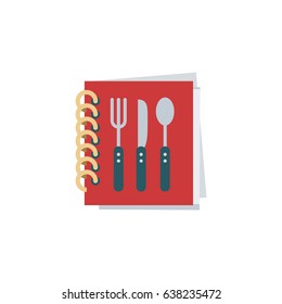 Flat Recipe Book Element. Vector Illustration Of Flat Cooking Notebook Isolated On Clean Background. Can Be Used As Book, Recipe And Cooking Symbols.