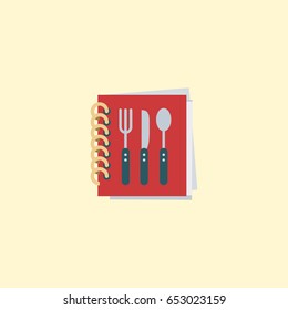 Flat Recipe Book Element. Vector Illustration Of Flat Cooking Notebook Isolated On Clean Background. Can Be Used As Book, Recipe And Cooking Symbols.