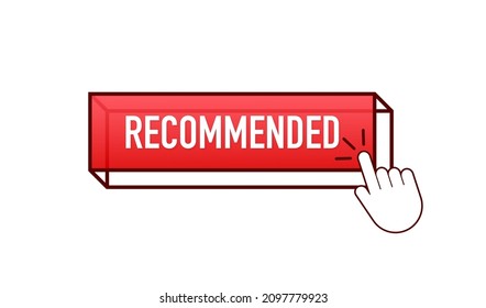 Flat recommended button for web marketing design. Flat style push button.