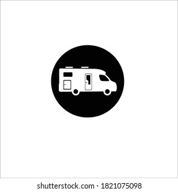 Flat Recreational Vehicles Icons set, motorhome 