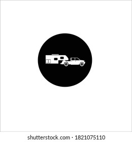 Flat Recreational Vehicles Icons set, motorhome 