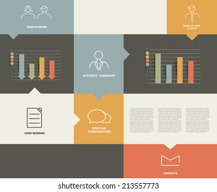 Diagrama de caja rectangular plana para infografías. Gráfico del módulo de Vector. 