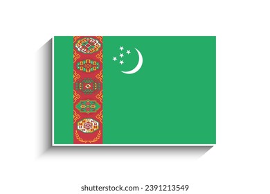Flat Rectangle Turkmenistan Flag Icon