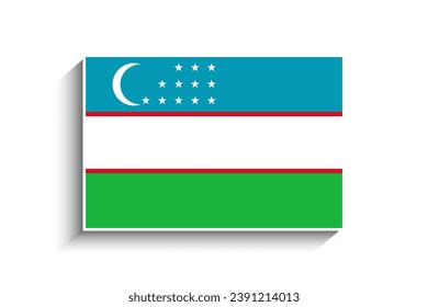 Flat Rectangle Uzbekistan Flag Icon