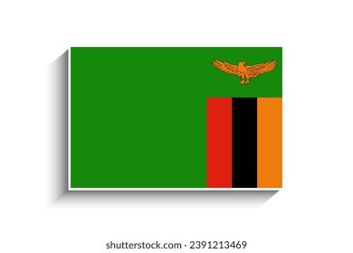 Flat Rectangle Zambia Flag Icon