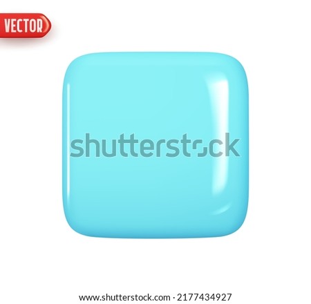 Flat rectangular square blue color. Geometric figure cube. Realistic 3d design element In plastic cartoon style. Icon isolated on white background. Vector illustration