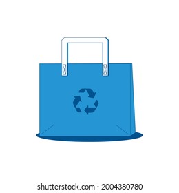 Flat recyclable and reusable paper bag vector illustration