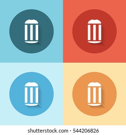 flat recycle bin icon on a white background