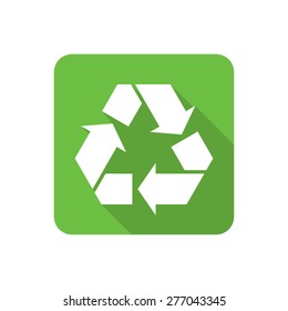 Flat recycling symbol icon with long shadow. Vector illustration