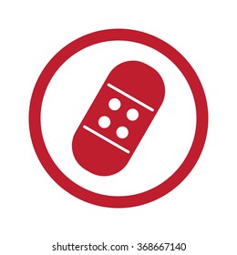 Flat red Adhesive Bandage icon in circle on white