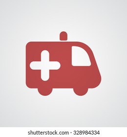 Flat red Ambulance icon 