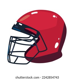 flat red american football helmet over white