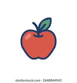 Flat red apple icon in vector style for healthy food, school nutrition, wellness, education design, fruit label, teacher symbol, and children’s learning materials