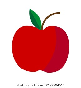 Flat red apple. Natural organic nutrition. Vector illustration. stock image.