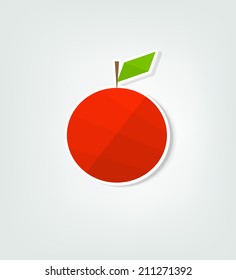 flat red apple sticker. Vector image isolated on white background