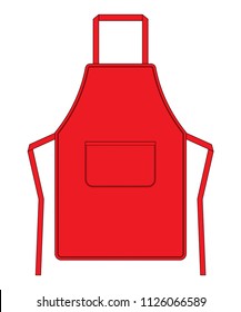 Flat Red Apron With One Pocket Template Vector on White Background