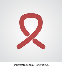 Flat red Awareness Ribbon icon 