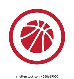 Flat red Basketball icon in circle on white