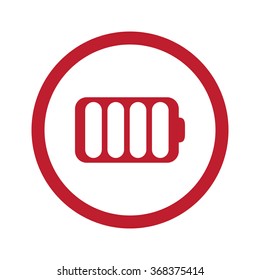 Flat red Battery icon in circle on white