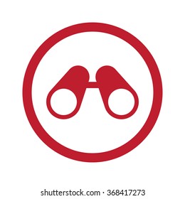 Flat red Binoculars icon in circle on white