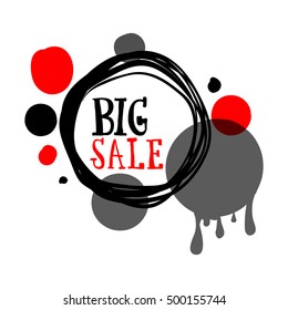 Flat red and black circle design big sale stickers. Vector illustrations for online shopping, product promotions, website and mobile website badges, ads, print material.