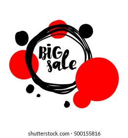 Flat red and black circle design big sale stickers. Vector illustrations for online shopping, product promotions, website and mobile website badges, ads, print material.