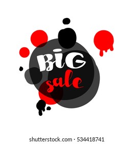 Flat red and black circle design big sale stickers. Vector illustrations for online shopping, product promotions, website and mobile website badges, ads, print material.
