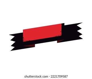 flat red and black tag over white