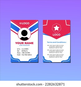Flat red and blue id card for business company