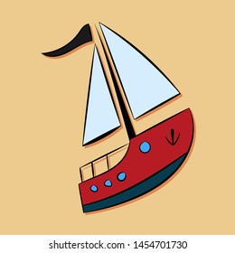 flat red boat vector illustration