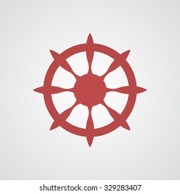 Flat red Boat Wheel icon 