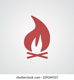 Flat red Bonfire icon 