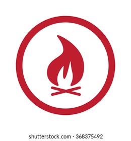 Flat red Bonfire icon in circle on white