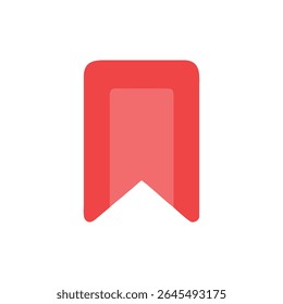 A flat, red bookmark icon set against a White Background. Simple and modern in style with a focus on functionality.